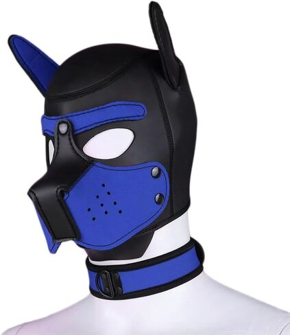 XL Adults Neoprene Pup Hood with Collar, Pup Mask, Pup Play Hood, Removable Dog Full Face Pup Hood Mask in Saudi Arabia