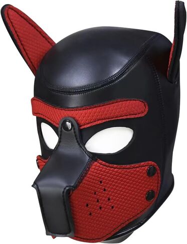 XL Adults Neoprene Pup Hood with Collar, Pup Mask, Pup Play Hood, Removable Dog Full Face Pup Hood Mask in Saudi Arabia