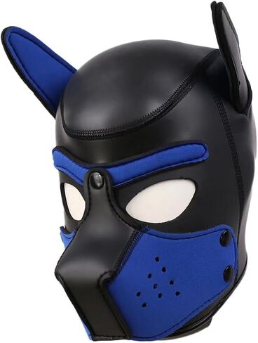 XL Adults Neoprene Pup Hood with Collar, Pup Mask, Pup Play Hood, Removable Dog Full Face Pup Hood Mask in Saudi Arabia