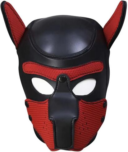 XL Adults Neoprene Pup Hood with Collar, Pup Mask, Pup Play Hood, Removable Dog Full Face Pup Hood Mask in Saudi Arabia