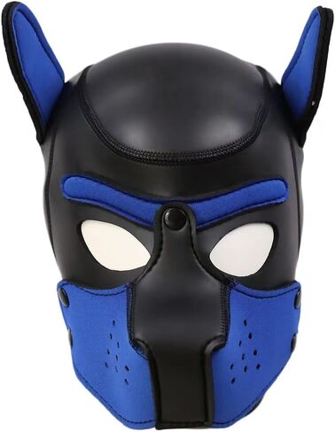 XL Adults Neoprene Pup Hood with Collar, Pup Mask, Pup Play Hood, Removable Dog Full Face Pup Hood Mask in Saudi Arabia