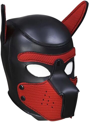 XL Adults Neoprene Pup Hood with Collar, Pup Mask, Pup Play Hood, Removable Dog Full Face Pup Hood Mask in Saudi Arabia