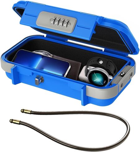 Portable Small Lock Box, Mini Safe Box for Travel, Combination Security Case Lockbox with Code, Waterproof Small Safe Box with Removable Chain Key Lock Box with Code, Lock Boxes for Personal Items in Saudi Arabia