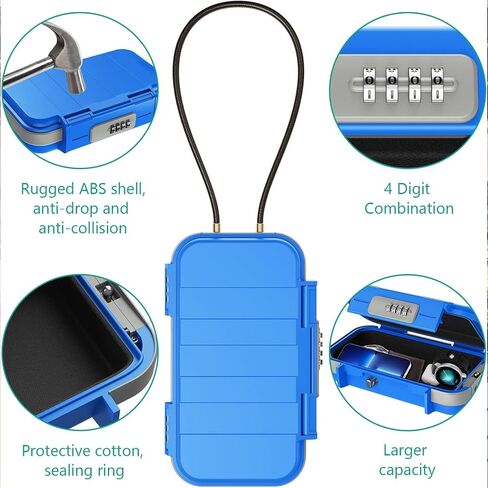 Portable Small Lock Box, Mini Safe Box for Travel, Combination Security Case Lockbox with Code, Waterproof Small Safe Box with Removable Chain Key Lock Box with Code, Lock Boxes for Personal Items in Saudi Arabia