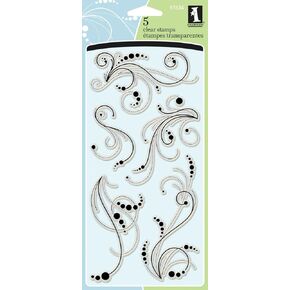 Inkadinkado Decorative Flourish Clear Stamp Set for Arts and Crafts, 5pc