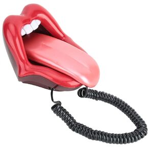 Corded Phone, Home Phone Multifunctional Large Tongue Shape Telephone Desk Phone Home Decoration Red