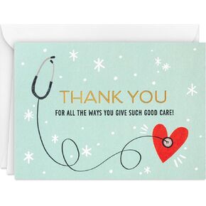 Hallmark Healthcare Thank You Card Pack (20 Blank Cards with Envelopes) for Nurses Day, Doctors, Physician Assistants, Medical Professionals