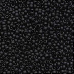 Toho Round Seed Beads 15/0 #49F 'Opaque Frosted Jet' 8 Gram Tube