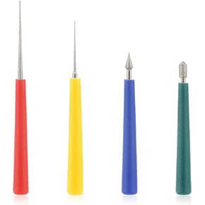 4pcs Diamond Tipped Bead Reamer, Bead Reamer Tool Set for Jewelry Making Beading Hole Enlarger Removes Burrs Bead Expander for Glass Plastic Metal Wood Beads DIY (Mixed Colors)