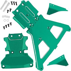 Front Chassis Wave Box Connecting Bridge & Chassis Rear Guard Plate Upgrades Part for 1/10 Rustler 4x4 Lcg/Rally 4wd Lcg/Slash 4x4 Lcg,RC Aluminum Front Rear Bulkhead Hop-Up,Navy Blue