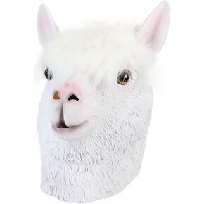 Laylala® Alpaca Latex Animal Head Masks Collection for Festival or Dance Party(White)