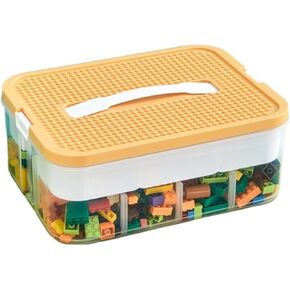 صندوق حاوية تخزين ألعاب بلاستيكية للأطفال مع غطاء قاعدة للبناء وصينية قابلة للإزالة ومنظمات حرفية وتخزين حاوية تخزين شفافة لتنظيم الليغو والخرز والأدوات والخياطة (أصفر) in Kuwait