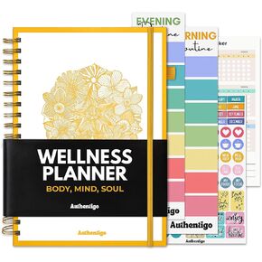 Wellness Planner - Self Care Journal and Agenda with Hourly Schedule, Meal Plan and Gratitude: Track Weight Loss Diet, Fitness and Health Goals, Undated, 7" X 10", Heart Blossom