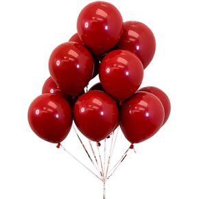 50pcs 10inch Red Ruby Latex Balloons, Red Round thick Ruby Double Latex Balloons for Love Bride Wedding Valentine Day Party Decoration Supply