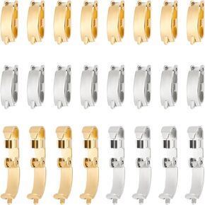 UNICRAFTALE 40Pcs 2 Colors 304 Stainless Steel Fold Over Clasps Golden Extender Foldover Extension Clasp Watch Band Clasp Bracelet Strap Clasp Folding Necklace Extender for Jewelry Making