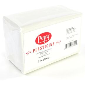 Pepy Reusable and Non-Drying Oil-Based Plasticine Modeling Clay, White, 2 Pounds, Sulfur-Free & Non-Toxic, Great for Kids, Beginners, and Artists, Perfect for Arts and Crafts Projects