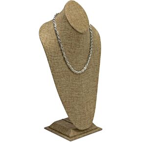 Novel Box Burlap Necklace Jewelry Display Bust Stand X-Large (15.5X8X5) + Custom NB Pouch