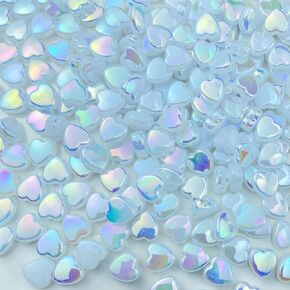 400 PCS Acrylic Heart Shape Beads AB Colors Heart Pony Beads Plastic Loose Spacer Beads for Jewelry Making DIY Bracelet Earring Necklace Key Chains(Deep Lake Blue)
