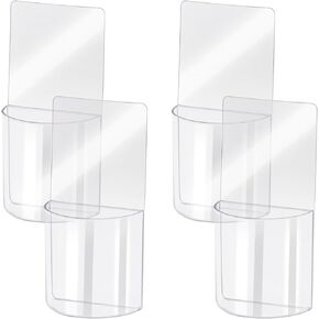 Yeeco 4 Pack Remote Control Holder, Clear TV Remote Controller Holder Wall Mount, Plastic Caddy Organizer Storage Box Self Adhesive for Living Room Bedroom, Table and Nightstand, 6.4"x3.5"x1.5"