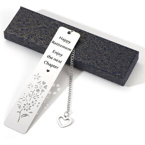Happy Retirement Gifts, Personalized Meaningful Retired Book Marks for Women 2024 Enjoy The Next Chapter Bookmark for Man Teacher Friend Coworker Leaving Best Reading (Solid Heart Pendent)