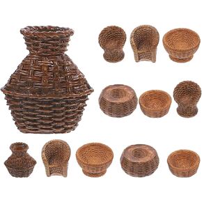 Operitacx 12Pcs Dollhouse Basket, Mini Woven Baskets with Handles, Miniature Willow Basket for Crafts, Landscape Photography Props, Dollhouse Accessories
