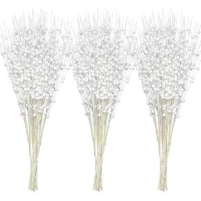 Joiedomi 24 Pcs Christmas Tree Berry Stem (Gold), Decorative Bead Sticks, Glittery Twigs, Picks, Branches for Christmas Tree, Small Vase, Holiday, Wedding, Party (17 Inches, Gold)