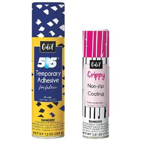 Odif 505 وGrippy - رذاذ لاصق مؤقت للنسيج ومجموعة طلاء غير قابل للانزلاق - لخياطة اللحف والحرفية - رذاذ تغطية اللحف والخياطة والتطريز
