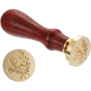PATIKIL Rosemary Wax Seal Stamp, Plant Sealing Wax Stamp Classic Retro Removable Brass Head Wooden Handle for Envelope Invitation Cards, Brown