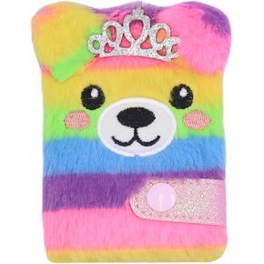 Lovely Animal Pocket Notebook Kids Mini Fluffy Plush Diary for Girls Cute Fuzzy Journal Drawing Writing Blank 160 Page