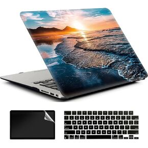 Compatible with MacBook Pro 15/15.4 Inch Case 2019 2018 2017 2016 Release A1990/A1707 with Touch Bar, Plastic Hard Shell Case + Keyboard Cover + Screen Protector - Beach Sunset
