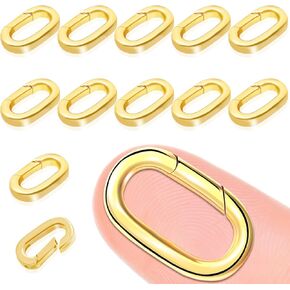10PCS Oval Clasp Carabiner Necklace Connector Stainless Steel Spring Clasps Bracelet Closures Keychain Lock Clasps Necklaces Clips Key Ring Bracelets Shortener for Jewelry Finding DIY Making Kit (A15)