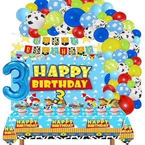 Cartoon Story 3rd Birthday Party Supplies Cartoon Story Backdrop Balloons Tablecloth Cupcake Toppers Banner Cartoon Story Birthday Decorations for Boys 3rd Bday