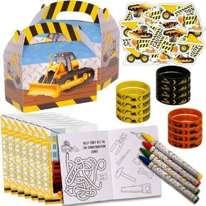 Tigerdoe Construction Birthday Party Supplies – Truck Party Favor Set – Construction Theme Party Boxes – Kids Party Favors – Coloring Books, Crayons, Bracelets, Tattoos in Kuwait