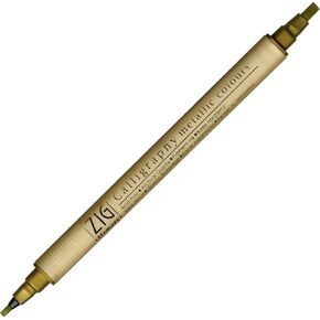 Kuretake Zig Memory System Twin Marker, Writer Metallic Colors, Gold (MS-8400-101)