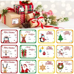 STEFORD Christmas Self Adhesive Gift Labels,120PCS Xmas Name Stickers Tags Labels for Gifts