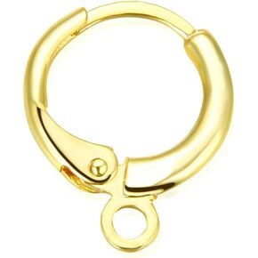 10pcs Adabele Real Gold Plated Sterling Silver Round Hoop Huggie Leverback Earring Hooks 12mm (0.47 Inch) Round Ear Wire Connector for Earrings Making SS88-2
