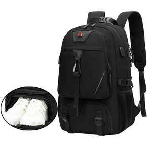 80L Expandable Large Travel Backpack with Shoe Compartment, Work Business Backpacks for Men Women, Laptop Backpack with USB Charging Port