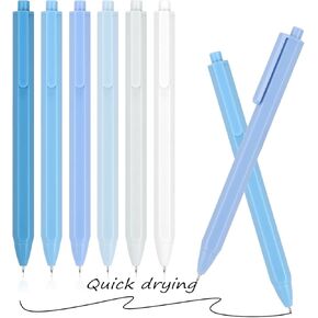 Aesthetic Ballpoint Pens - （Macaron Pink） Pastel Roller Ball Pens, 0.5mm Retractable Gel Ink Pens | Black Ink | Cute Ball Point Pen - Pack of 5