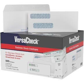 500 VersaCheck NRP Business Double Window Security Standard and Voucher Check Envelopes - Compatible with business checks made from VersaCheck, QuickBooks, Quicken, Sage, and others.