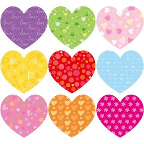 Heart Cutouts Colorful Valentine's Day Heart Shaped Paper Cutouts for School Bulletin Board Classroom Decoration 45Pcs