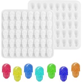 40 Cavity Mini Skull Pendant Epoxy Resin Mold Small Skull Jewelry Casting Molds Earrings Resin Molds Gummy Skull Silicone Mold for DIY Crafts Charms