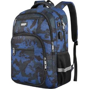 Jiefeike Laptop Backpack for Men, Large Travel Backpack TSA Friendly Anti Theft Backpacks with USB Charging Port, Water-Resistant Bag Daypack for Work, 17.3inch Approved Computer Bookbag & Notebook