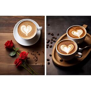 Bimkole 2 Pack 5D Diamond Art Painting Kits Coffee, Full Drill Letters Love DIY Rhinestone Embroidery Set Paint with Diamonds Art by Number Kits Cross Stitch Home Wall Craft Decoration (12x16in)