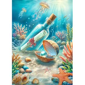 SJUTOUCI Diamond Painting Kits for Adults, Sea World Diamond Art Kits for Beginners, 5D DIY Diamond Bead Art, Full Drill Gem Craft Home Decor 12x16 inch, Coral Shell