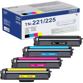 TN225 TN-225 Toner Cartridges Set 4-Pack High Yield TN225BK Replacement for Brother TN225 TN221 Toner Cartridges for MFC-9130CW MFC-9330CDW HL-3170CDW HL-3140CW (Black/Cyan/Magenta/Yellow)