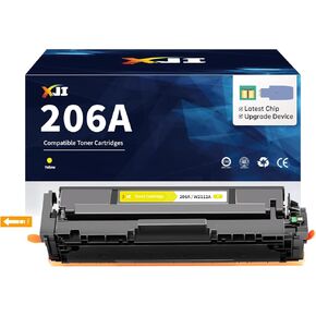 XJI 206A Yellow W2112A (with Latest Chip & Upgrade Device) Compatible Toner Cartridge Replacement for HP 206 A X 206X Ink, for Laserjet Pro MFP M255 M255dw M255nw M282nw M283 M283cdw M283fdw Printer
