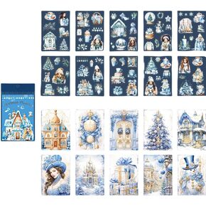 Alideco 20pcs Scrapbook Stickers Vintage Christmas Promise Theme Sticker Book for Adults Sticker journaling Stickers for Scrapbooking (xuedihongxue)