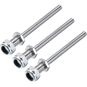 MECCANIXITY Pack of 3 Landing Gear Steel Axle 0.2 Inch Dia 3 Inch Length M8 Wheel Drive Shaft with Nuts for RC Airplane