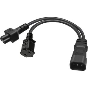 0.32M/1FT C14 إلى C5+5-15R Y سلك قابس طاقة مقسم، IEC32C0 14 قابس إلى المقبس القياسي الأمريكي، سلك طاقة C14 إلى C5
