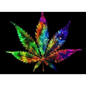 Generic Colors of Marijuana Leaf 5D Diamond Art Painting for Adults Full Drill Round Diamond Paint by Number Kits for Beginners Gems Cross Stitch for Wall Decor 11.8x15.8inch(1)